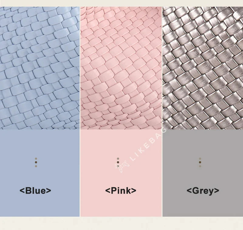 LIKEBAG Fashion Ladies Original Hand Woven Handbag PU Leather Woven Women Large Capacity Tote Bag With Small Bag 24Hr Smart